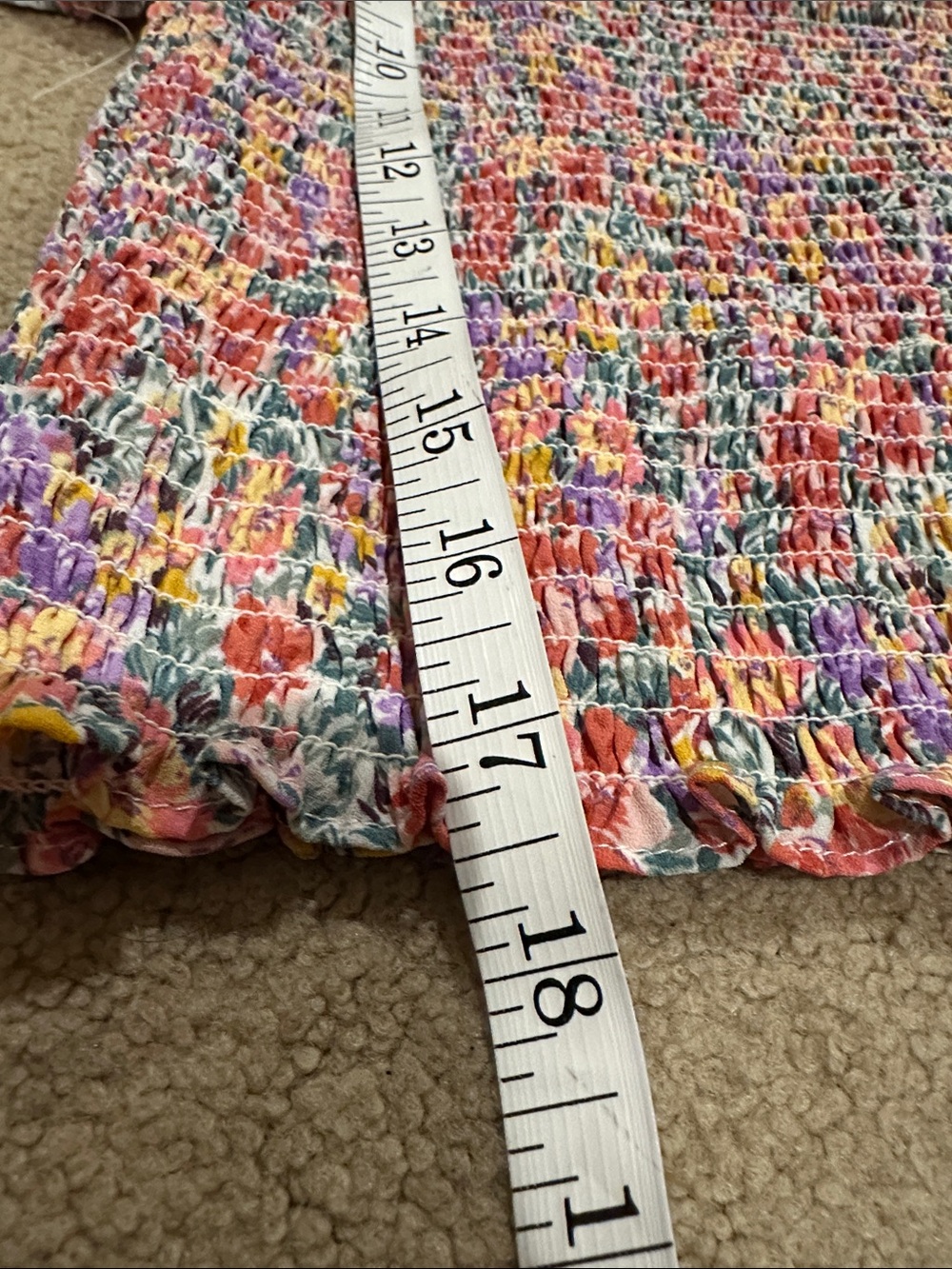Lush Floral Smocked Pink Multi Off-Shoulder Crop Top - Picture 5 of 7